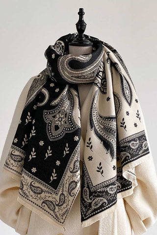 Paisley Print Fringed Scarf