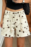 Drawstring Polka Dot Denim Shorts