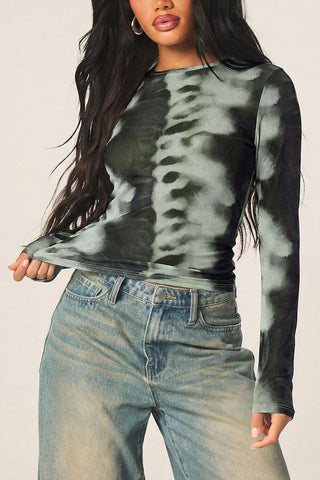 Tie-Dye Crew Neck Long Sleeve T-Shirt