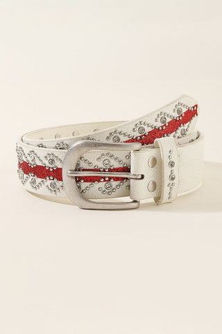 Studded Rhinestone Buckle Belt