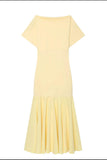 Short Sleeve Ruffle Hem Midi Casual Dress