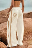 Side-Striped Wide-Leg Casual Pants