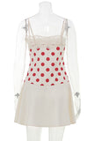 Lace Trim Polka Dot Spaghetti Strap Dress