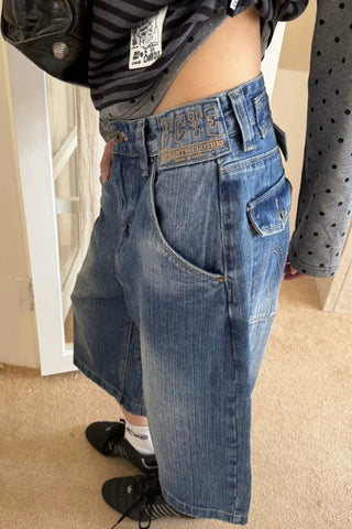 Button Detail Denim Shorts