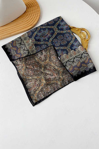 Paisley and Geometric Print Square Scarf