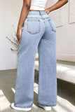 Asymmetric Waist Wide-Leg Baggy Jeans