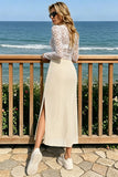 High-Waist Side-Slit Midi Skirt