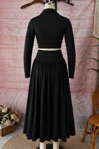 Zip-Front Crop Top and Maxi Skirt Set