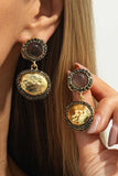 Vintage Celestial Sun Moon Drop Earrings