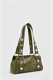 Studded Ring-Handle Shoulder Bag