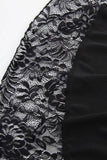 Ruched High-Waist Lace Trim Midi Skirt