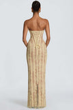 Floral Lace Strapless Maxi Dress