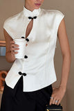 Mandarin Collar Frog Closure Top
