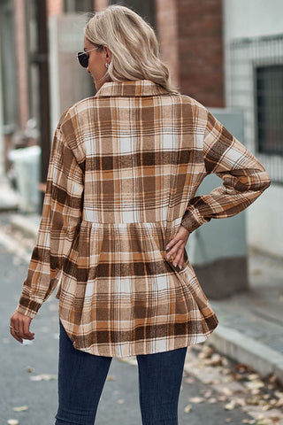 Plaid Button-Front Long Sleeve Shirt