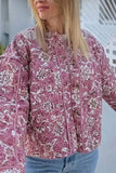 Floral Quilted Button-Front Coat