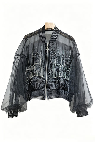 Sheer Castle Detail Bomber Jacket