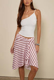 Striped Midi Wrap Skirt