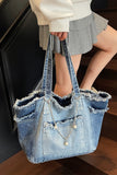Distressed Patch Pocket Oversized Tote