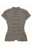 Military Shoulder Detail Zip Vest