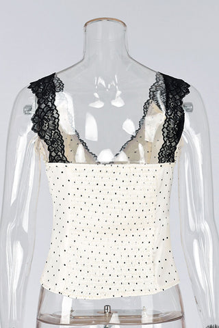 Lace-Trim Polka Dot Tank