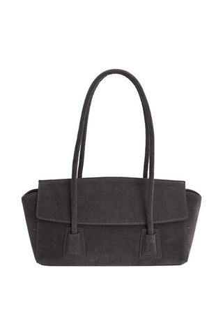 Suede Flap-Top Tote Bag