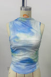 Tie-Dye Mock Neck Sleeveless Tank