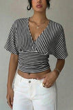 Striped Wrap-Front T-Shirt
