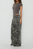 Camouflage Print Wide-Leg Straight Jeans