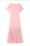 Short Sleeve Ruffle Hem Midi Casual Dress