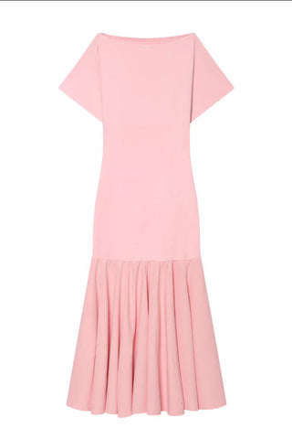 Short Sleeve Ruffle Hem Midi Casual Dress