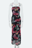 Floral Tie-Back Open Back Maxi Vacation Dress