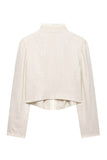 Ruffle Trim Military Collar Crop Jacket