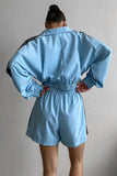Zip-Up Crop Jacket and Shorts Set
