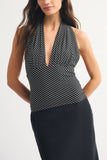 Halter-Neck Polka Dot Tank Top
