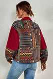 Geometric Patchwork Corduroy Shacket