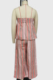 Strapless Striped Pants Set