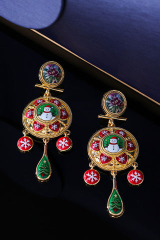 Enamel Bird Motif Dangle Earrings