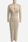 Strapless Knit Maxi Dress with Side Slit