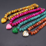 Heart-Pendant Beaded Necklace