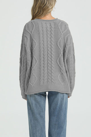 Cable Knit Button-Front Cardigan