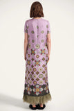 Fringe Short Sleeve Floral Maxi Dress