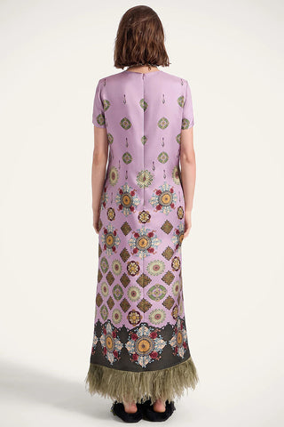 Fringe Short Sleeve Floral Maxi Dress
