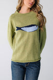 Fish Graphic Crew Neck Knit Sweater