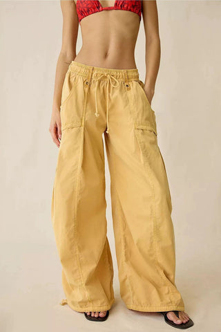 Drawstring Elastic Waist Wide Leg Pants