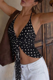 Polka-Dot Twist Front Halter Cami