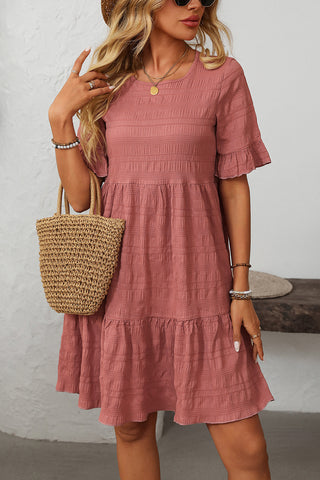 Flared Short-Sleeve Casual Dress