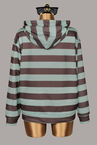 Striped Drawstring Hoodie Sweatshirt