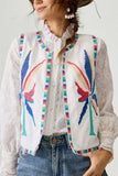 Boho Floral Pattern Open-Front Vest