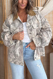 Abstract Print Contrast Collar Button-Up Jacket
