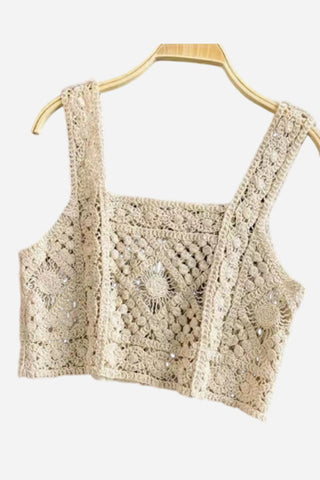 Crocheted Tank Top with Intricate Design